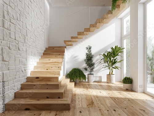 Modern Interior Design with Wooden Stairs