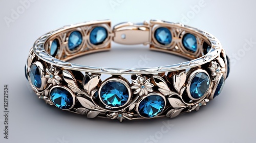 Aquamarine Floral Design Bracelet with Elegant Detailing and Shine