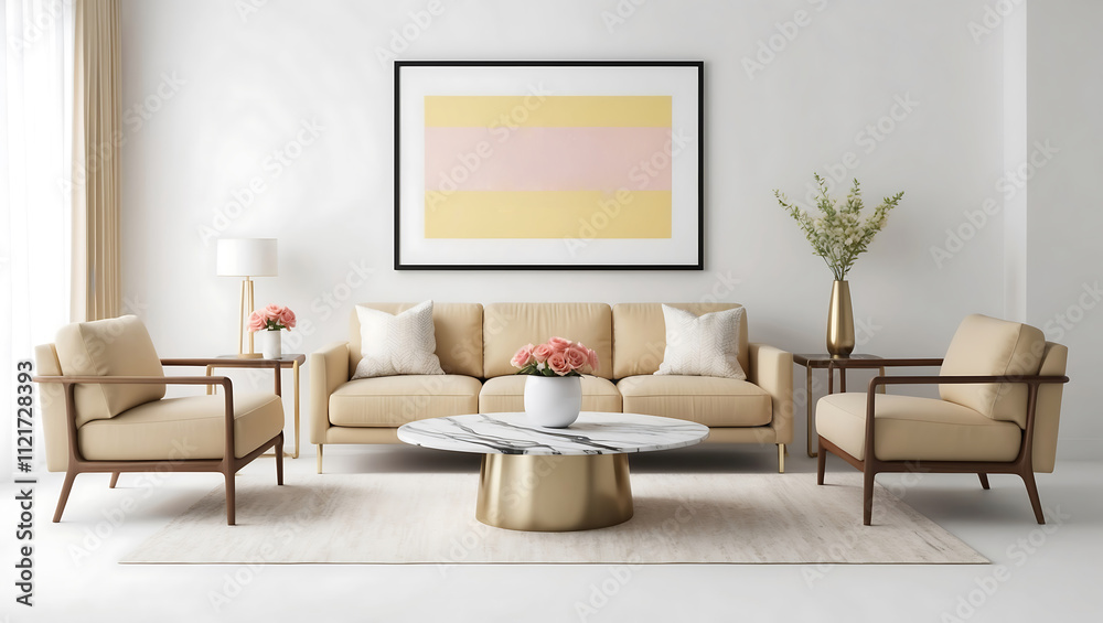 Frame & poster mockup in Boho style interior. 3d illustration Frame & poster mockup in Boho style interior. 3d illustration