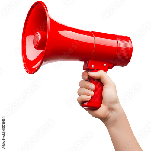 hand holding a red megaphone photo