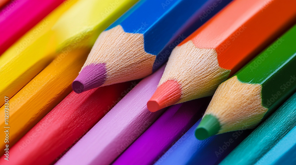 Naklejka premium close up of colored pencils