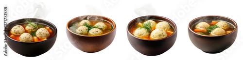 Warm, comforting matzo ball soup steaming delicious bowl food cuisine broth dumplings meal dinner comfort food healthy dietary traditional photo