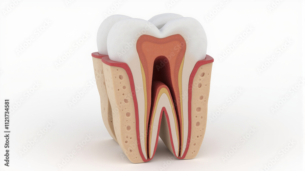 Tooth Root Cross Section Anatomy Model in 3D Render, Educational Dental Visualization Tooth Root Cross Section Anatomy Model in 3D Render, Educational Dental Visualization