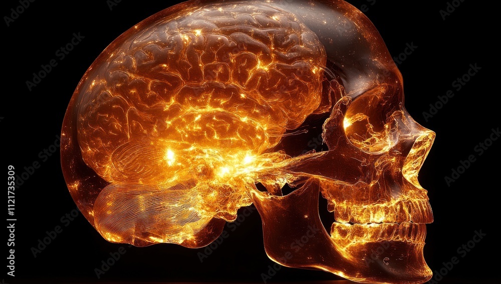 Glowing Brain Skull