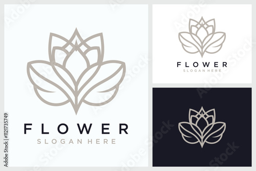 Abstract Luxury Flower Line Art Logo, Abstract Luxury Flower Line Art Vector
