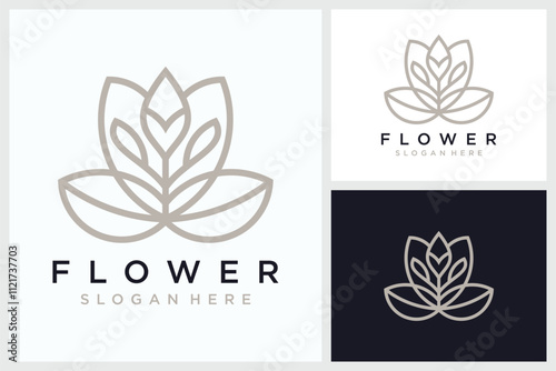 Abstract Luxury Flower Line Art Logo, Abstract Luxury Flower Line Art Vector
