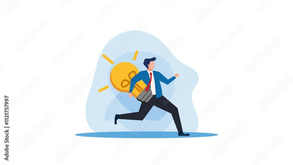 Animation of someone running with a light bulb Animation of someone running with a light bulb