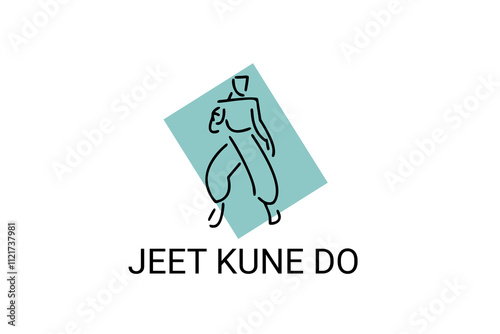 jeet kune do sport vector line icon. sportsman, fighting stance. sport pictogram illustration.