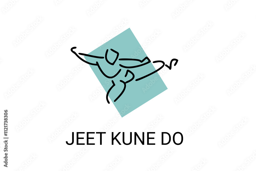 Obraz premium jeet kune do sport vector line icon. sportsman, fighting stance. sport pictogram illustration.