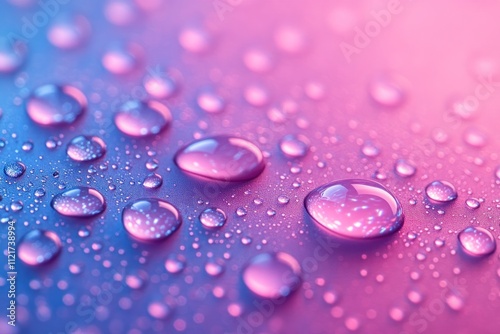 Water Drops on a Pink and Blue Surface