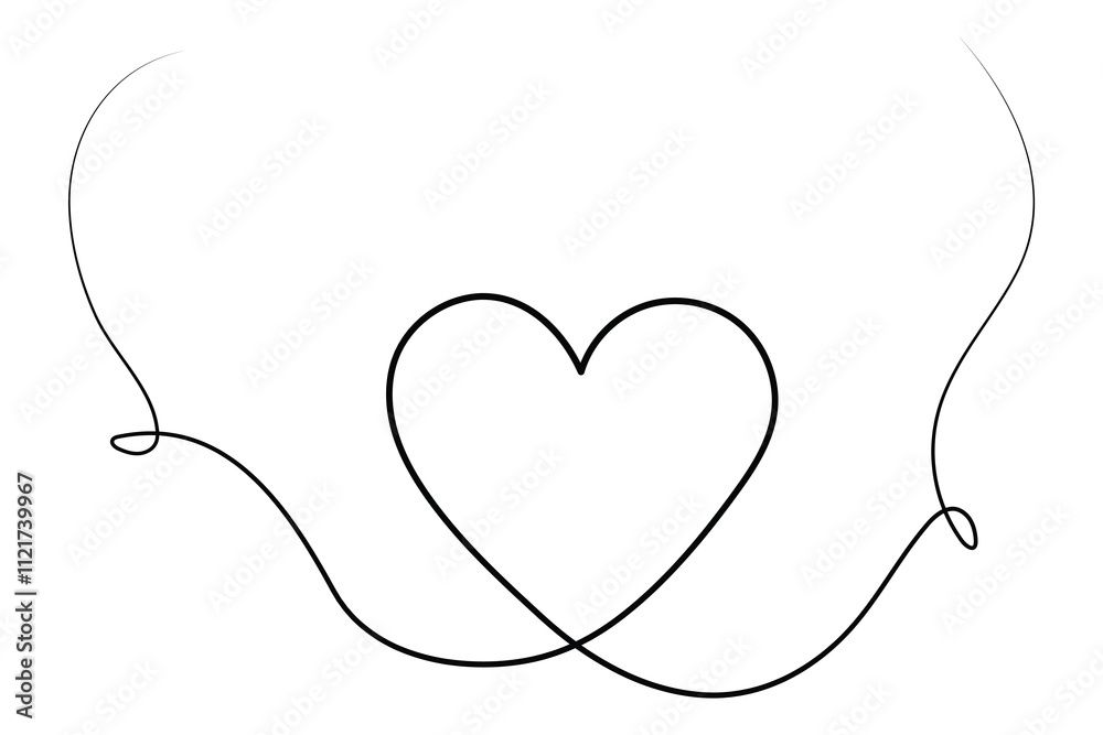 Minimalist continuous heart one line drawing
