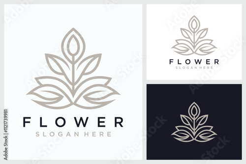 Abstract Luxury Flower Line Art Logo, Abstract Luxury Flower Line Art Vector
