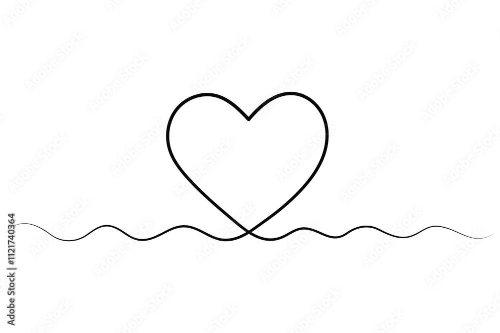 Minimalist continuous heart one line drawing
