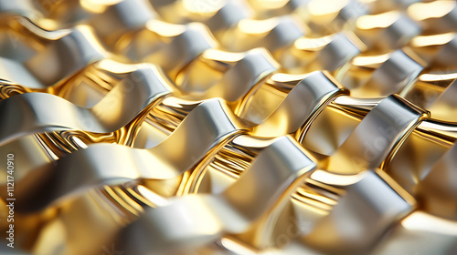 Undulating metallic cosine wave rhythmic 3d rendered abstract art. Harmonic. Illustration