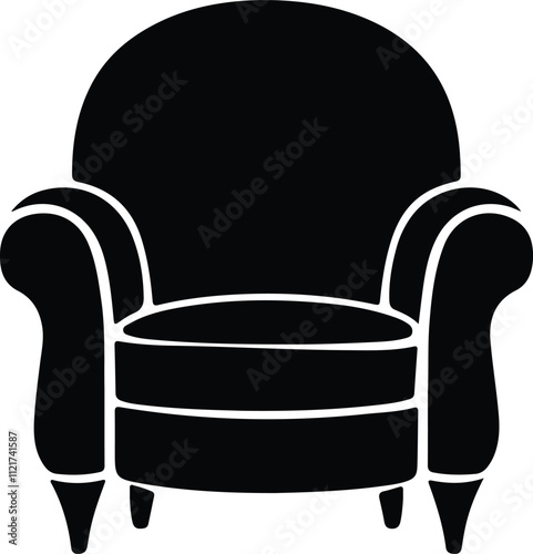 comfortable armchair isolated icon vector illustration design  black and white
