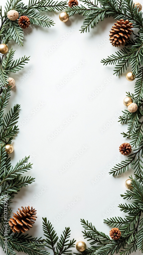 Elegant Christmas Card Design: Festive Frame with Copy Space for Holiday Greetings and Invitations Elegant Christmas Card Design: Festive Frame with Copy Space for Holiday Greetings and Invitations