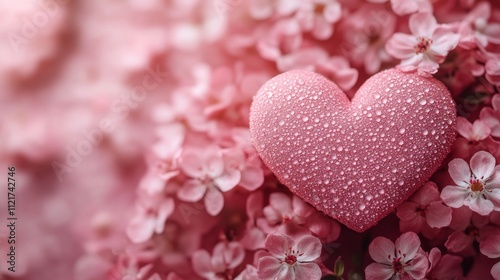 Pink heart on pink rose petals perfect for Valentines Day cards, romantic messages, or love themed designs with soft, elegant backgrounds