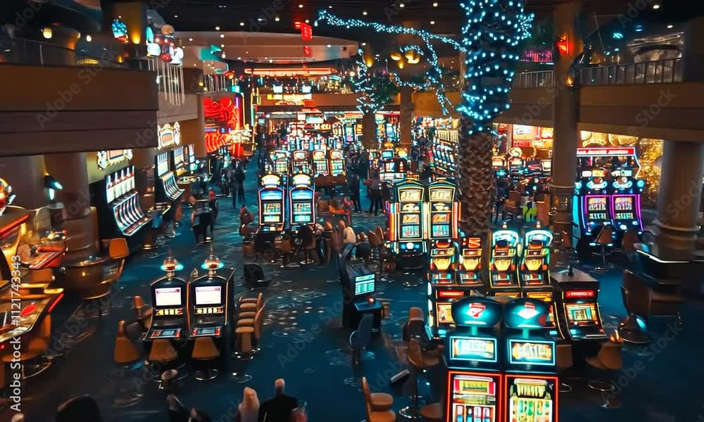 Vibrant Casino Interior: A Night of Lights and Excitement