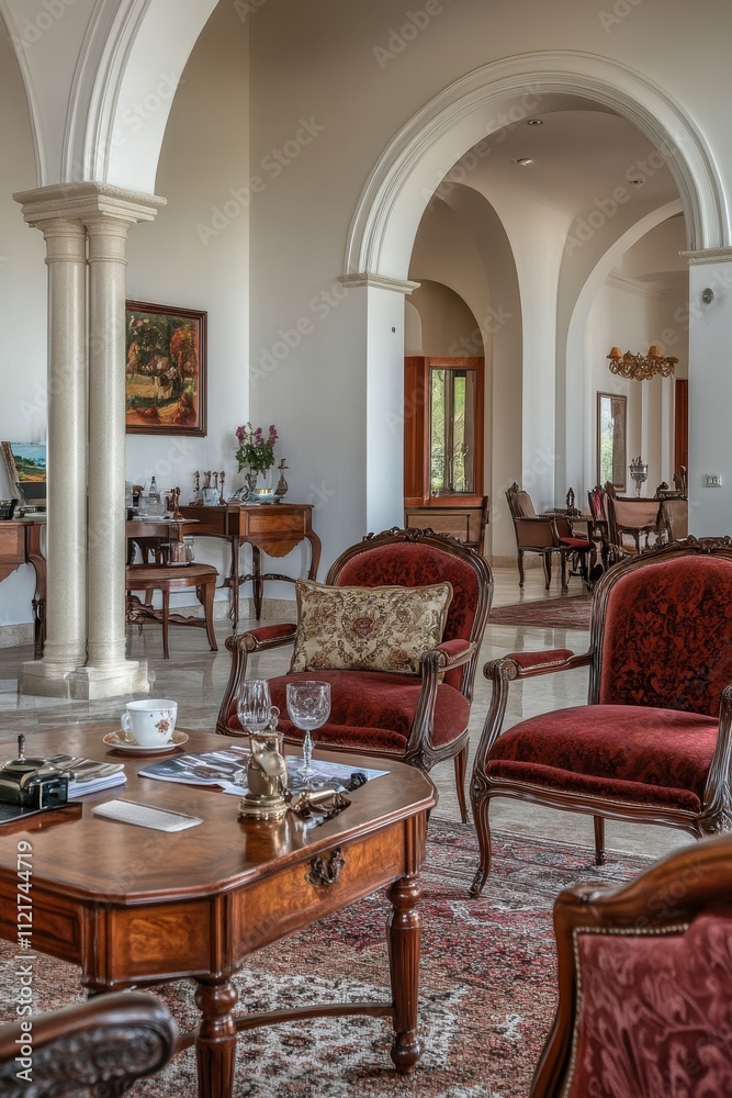 Elegant and Sophisticated Interior with Ornate Furniture and Decor Elegant and Sophisticated Interior with Ornate Furniture and Decor
