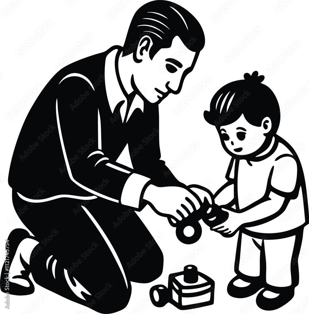 Happy Father's Day Silhouette Vector Illustration | Heartfelt Design for Celebrations.this illustration captures the spirit of love and appreciation for fathers