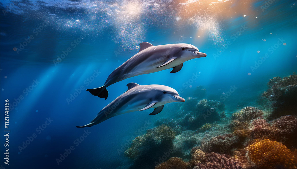 Obraz premium Dolphins – Playful marine mammals, often photographed in motion