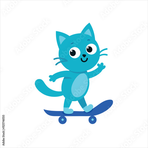 Skateboard Cheeky Cat cartoon form vector on white background photo