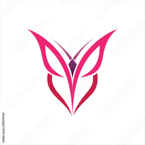 Stylized Butterfly logo forming letter vector illustration on white background