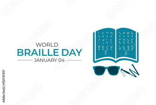 World Braille Day. 4 January. Template for background with banner, poster and card. Vector illustration. Flat design. 
