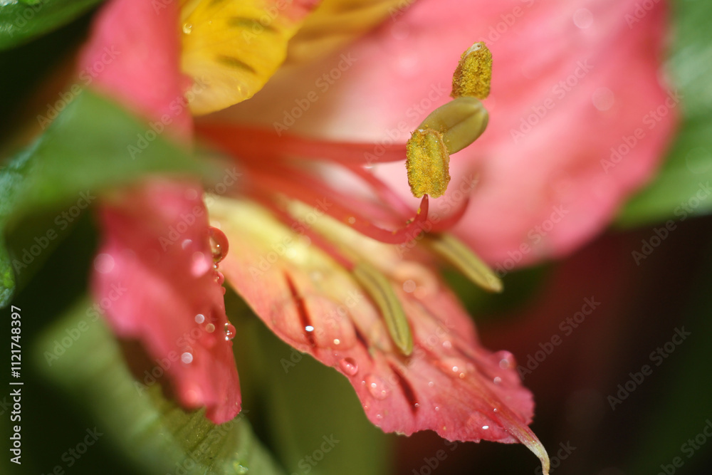 beautiful pink and yellow flower with dew beautiful pink and yellow flower with dew