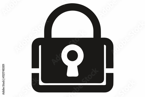 Lock and unlock icons: black, white, simple. Set of close and open locks ,a basic padlock silhouette icon vector ,Padlock, lock line icon isolated on white background.