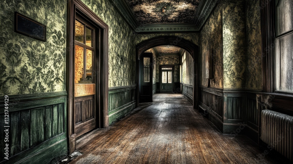 Enchanting Hallway in an Abandoned Manor Enchanting Hallway in an Abandoned Manor