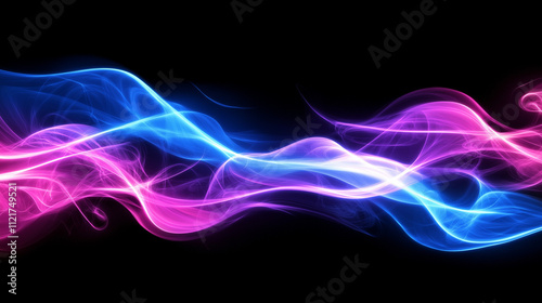 Wallpaper Mural Background, electric smoke of bright neon colors, curly blue and pink curls with soft glowing edges Torontodigital.ca