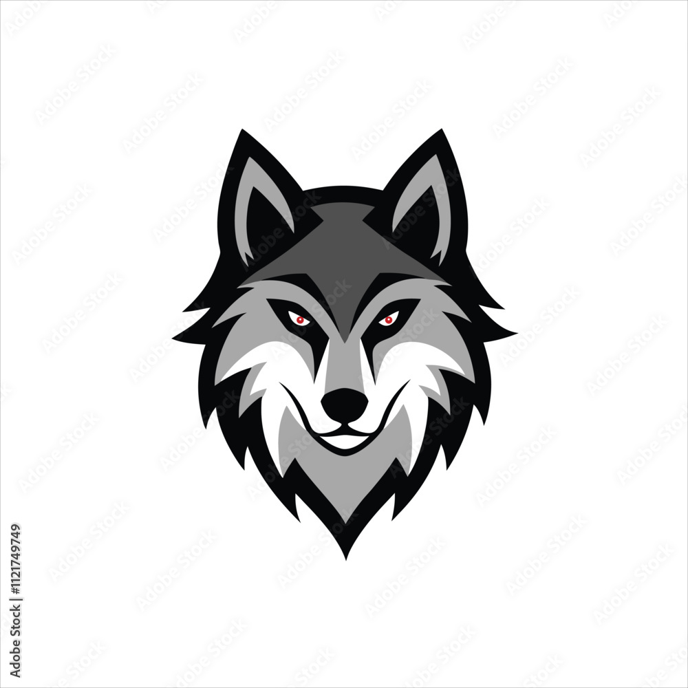 Naklejka premium Wolf head mascot logo design template vector on white background