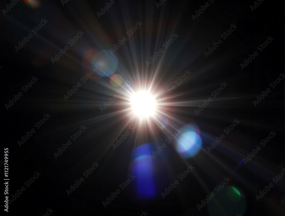 Obraz premium Sun Light Overlay. optics special lens light effect. abstract lens flare light over black background