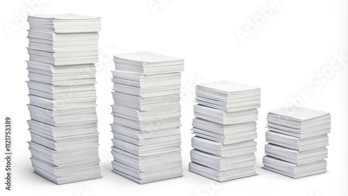 Four Stacks of Paper Decreasing in Size