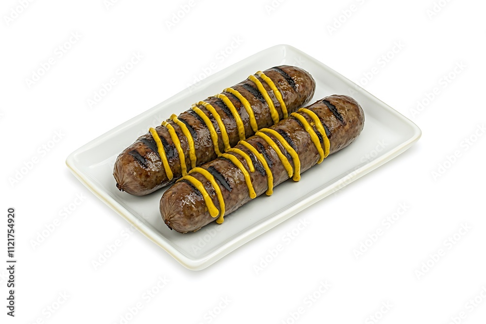 Delicious German bratwurst sausages, grilled to perfection with a smoky aroma. Delicious German bratwurst sausages, grilled to perfection with a smoky aroma.