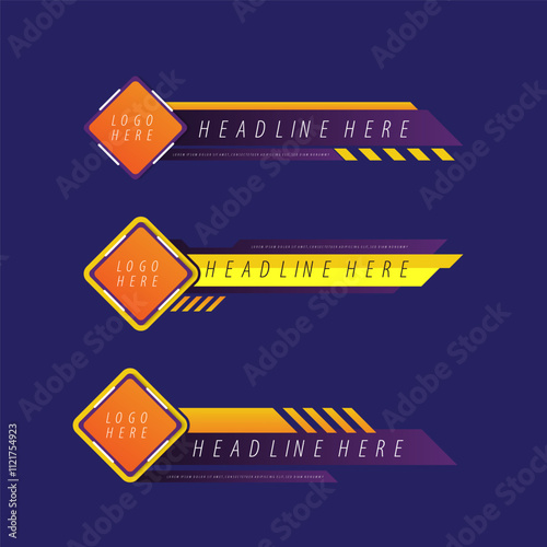 lower third abstract banner set geometric shape template