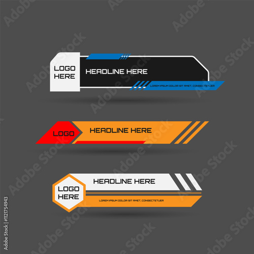 lower third abstract banner set geometric shape template