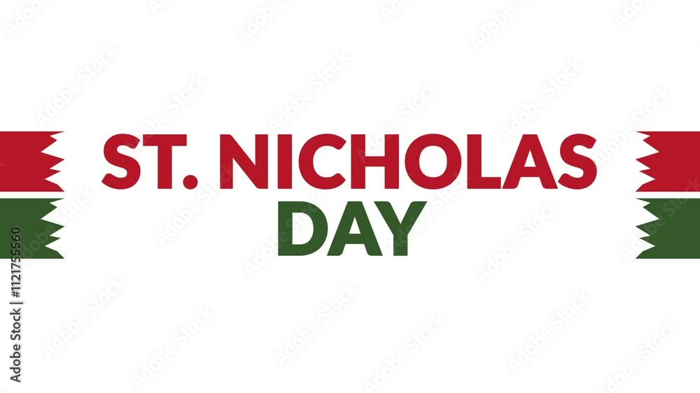 St. Nicholas Day In and Out text from split line animation on a White background. Which is observed every year in December to celebrate St. Nicholas Day