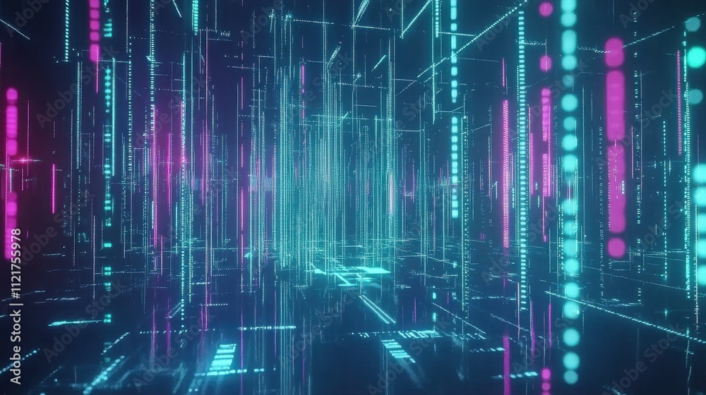Cyberpunk Neon Cityscape with Futuristic Lights and Glowing Structures