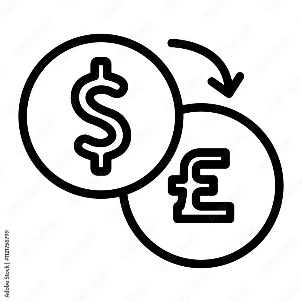 Currency Exchange Vector Line Icon Design Currency Exchange Vector Line Icon Design