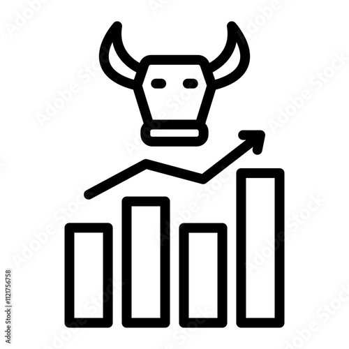 Bull Market Vector Line Icon Design