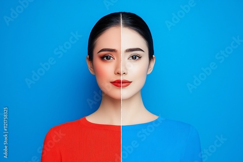 Symbolic Duality of Inner Conflict in Captivating Digital Portrait photo