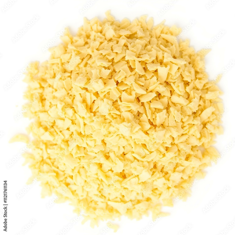 Nutritional Yeast Pile (Deactivated Yeast) Isolated on White, Top View Nutritional Yeast Pile (Deactivated Yeast) Isolated on White, Top View