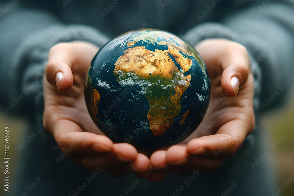 Earth Globe in Hands 3D Illustration Earth Globe in Hands 3D Illustration