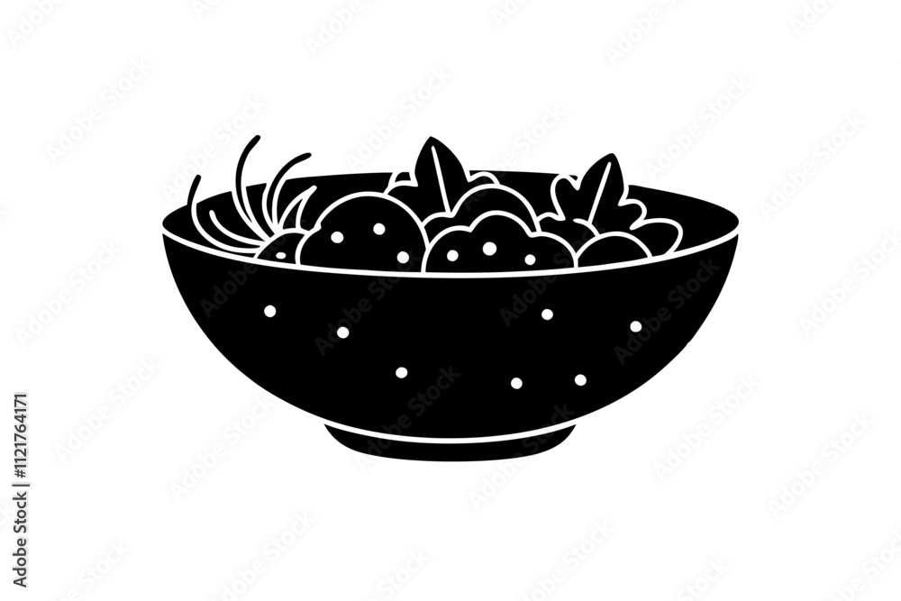 Healthy eating in art: hand-drawn vector of a vegetable salad bowl. Healthy eating in art: hand-drawn vector of a vegetable salad bowl.