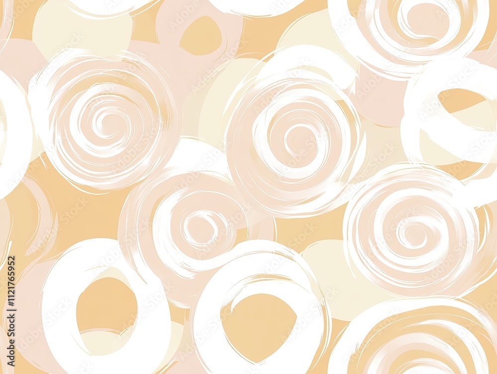 Abstract seamless pattern with white and peach swirls on beige background. Abstract seamless pattern with white and peach swirls on beige background.