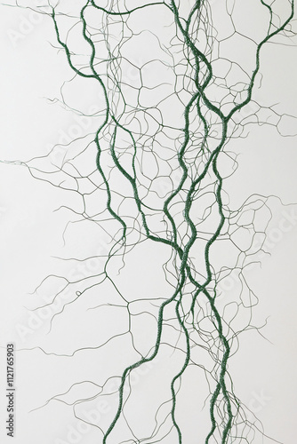 green plant roots or veins on white background photo