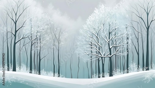 Wallpaper Mural Tranquil Abstract Winter Forest. Snowflakes and Frosted Branches Torontodigital.ca