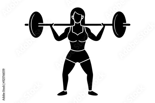 Female Weightlifter Lifting Barbell Silhouette – Strength and Power Fitness Design